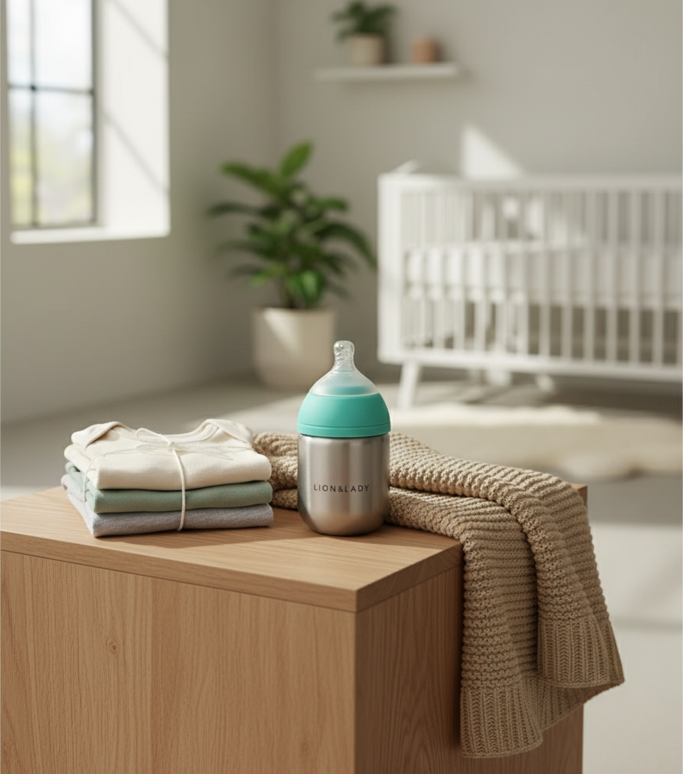 Lion & Lady 18/8 Stainless Steel Baby Bottle Single - 210ml (More Colors)