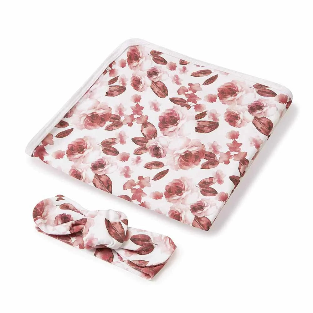 Snuggle Hunny, Fleur Baby Jersey Wrap & Topknot Set
