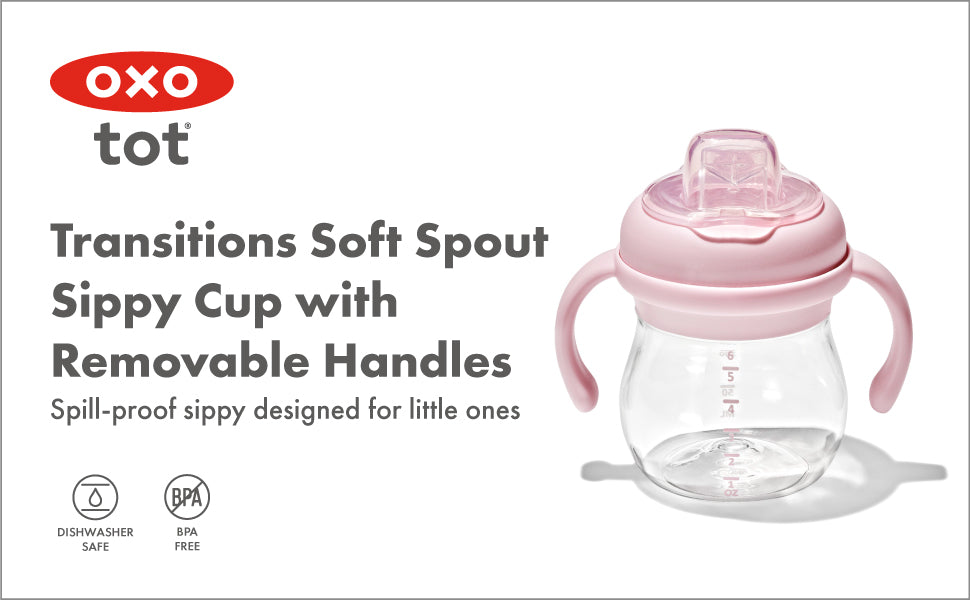 OXO TOT TRANSITIONS SOFT SPOUT SIPPY CUP WITH REMOVABLE HANDLES 6OZ - BLOSSOM
