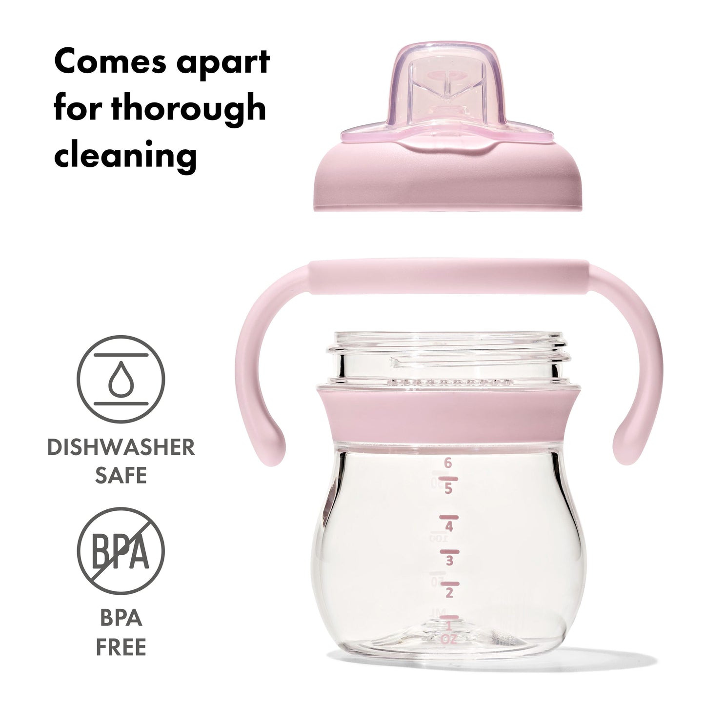 OXO TOT TRANSITIONS SOFT SPOUT SIPPY CUP WITH REMOVABLE HANDLES 6OZ - BLOSSOM