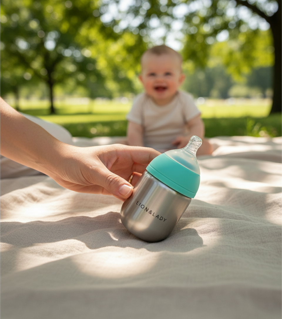 Lion & Lady 18/8 Stainless Steel Baby Bottle Single - 210ml (More Colors)