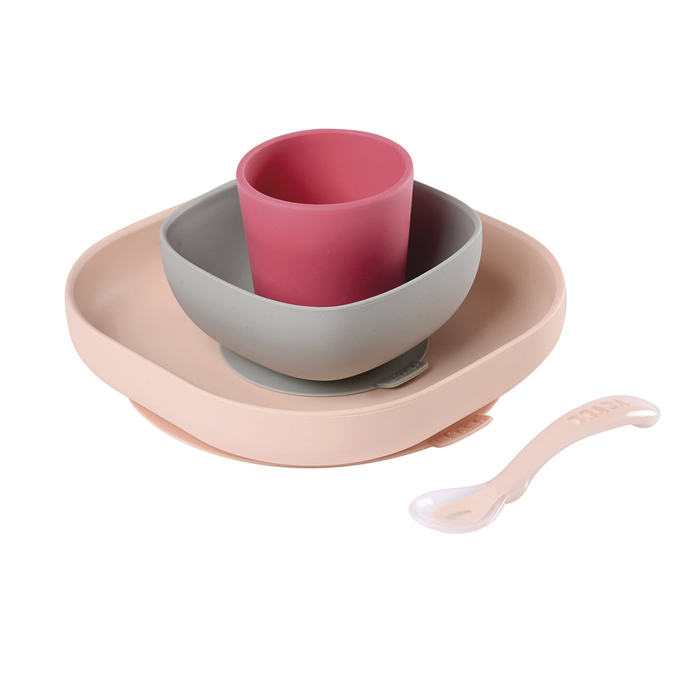 BEABA SILICONE SUCTION MEAL SET - PINK