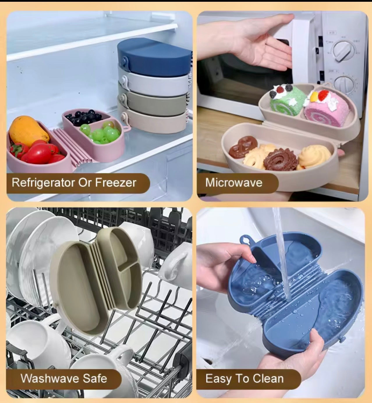 Giggle Bubs, Foldable Silicone Toddler Meal Box.