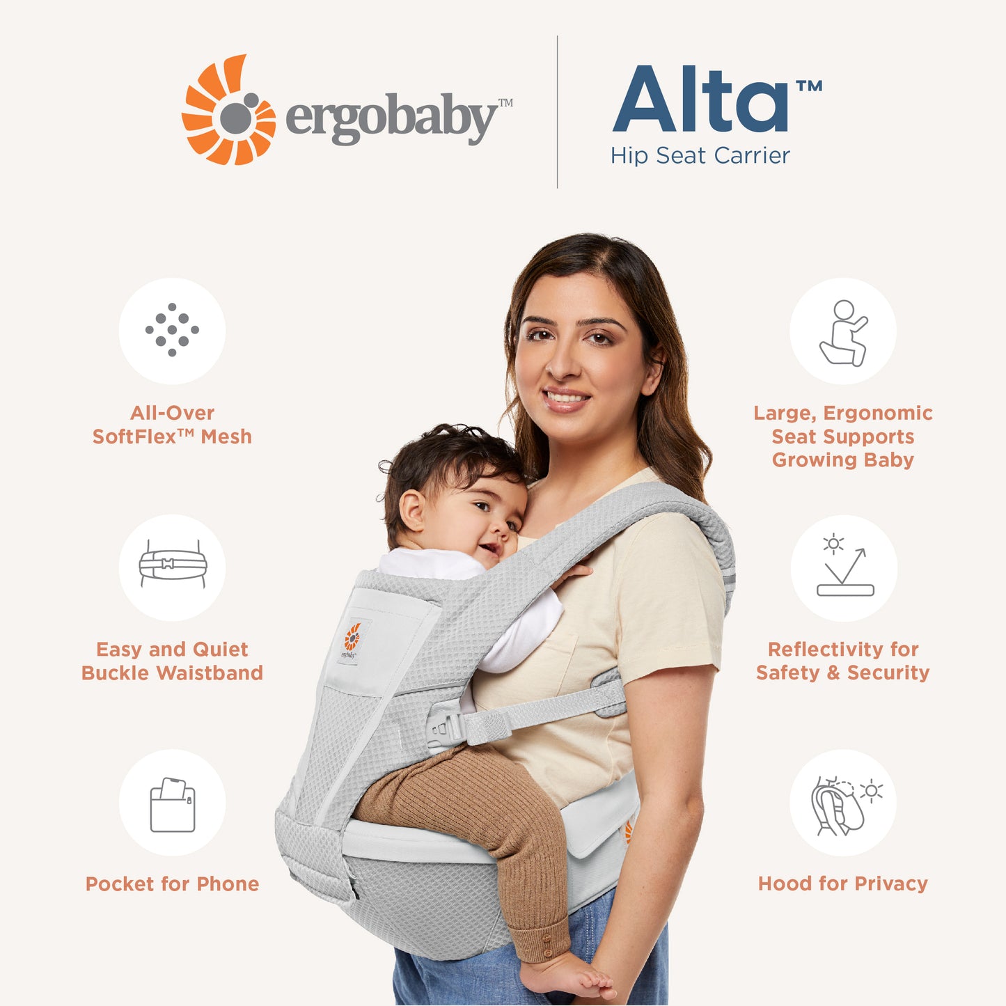 ERGOBABY ALTA HIP SEAT BABY CARRIER - MIDNIGHT BLUE