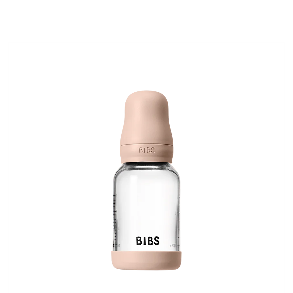 BIBS Glass Baby Bottle Complete Set 120ml Latex - Blush