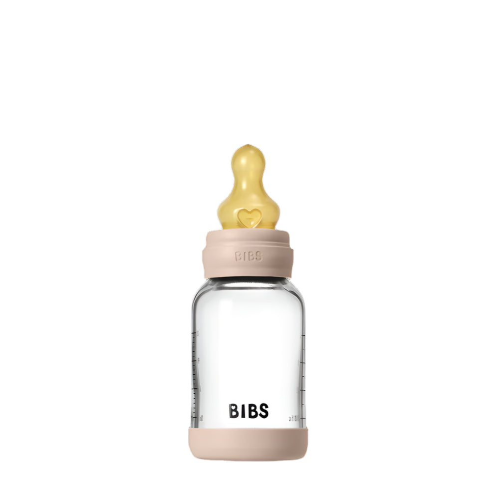 BIBS Glass Baby Bottle Complete Set 120ml Latex - Blush