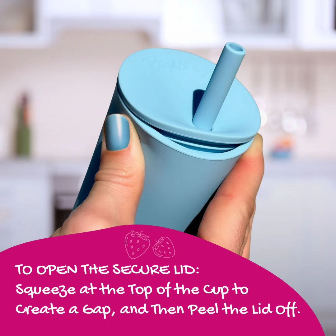 Bright Berry Kids Smoothie Cup with Straw & Secure Lid, Sage