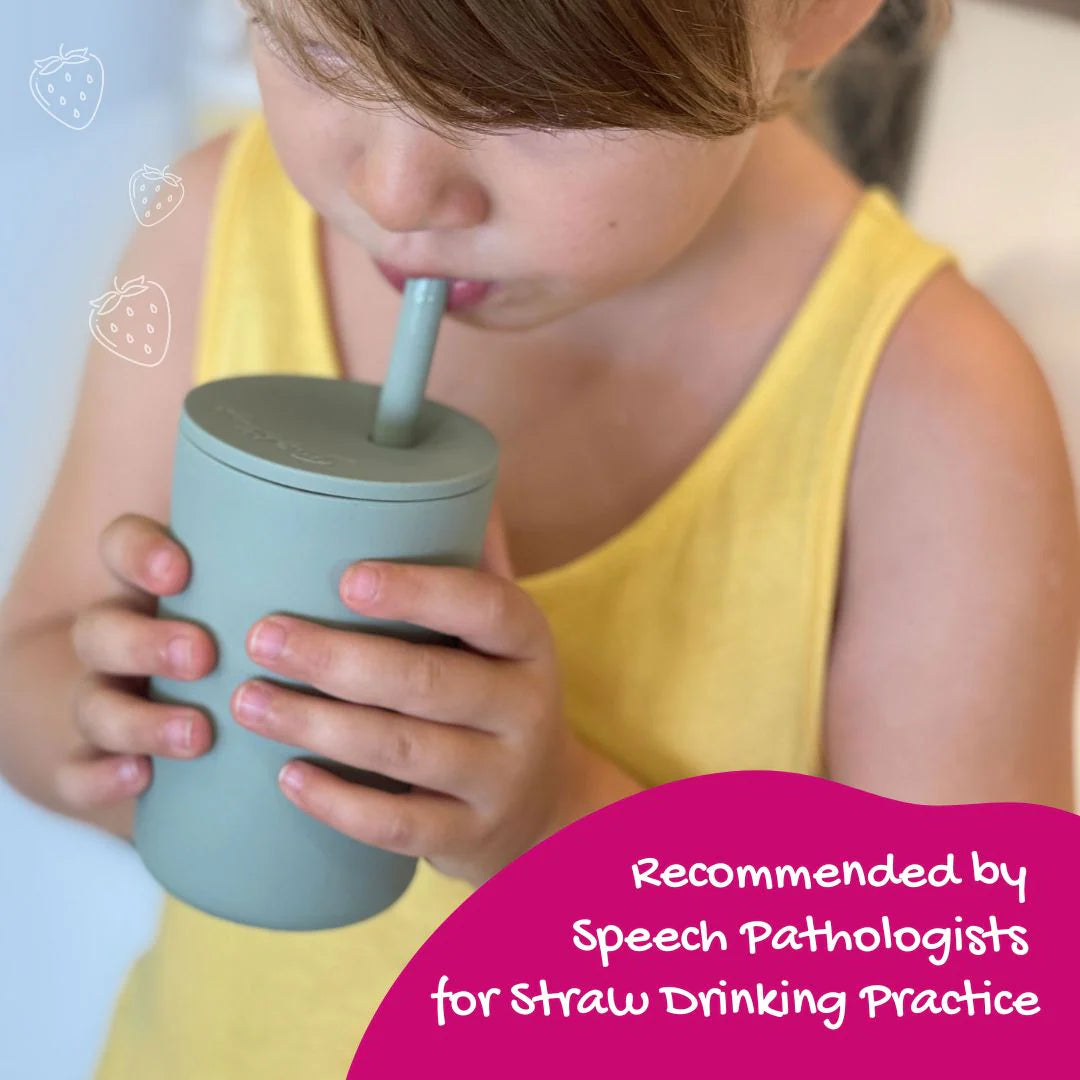 Bright Berry Kids Smoothie Cup with Straw & Secure Lid, Sage