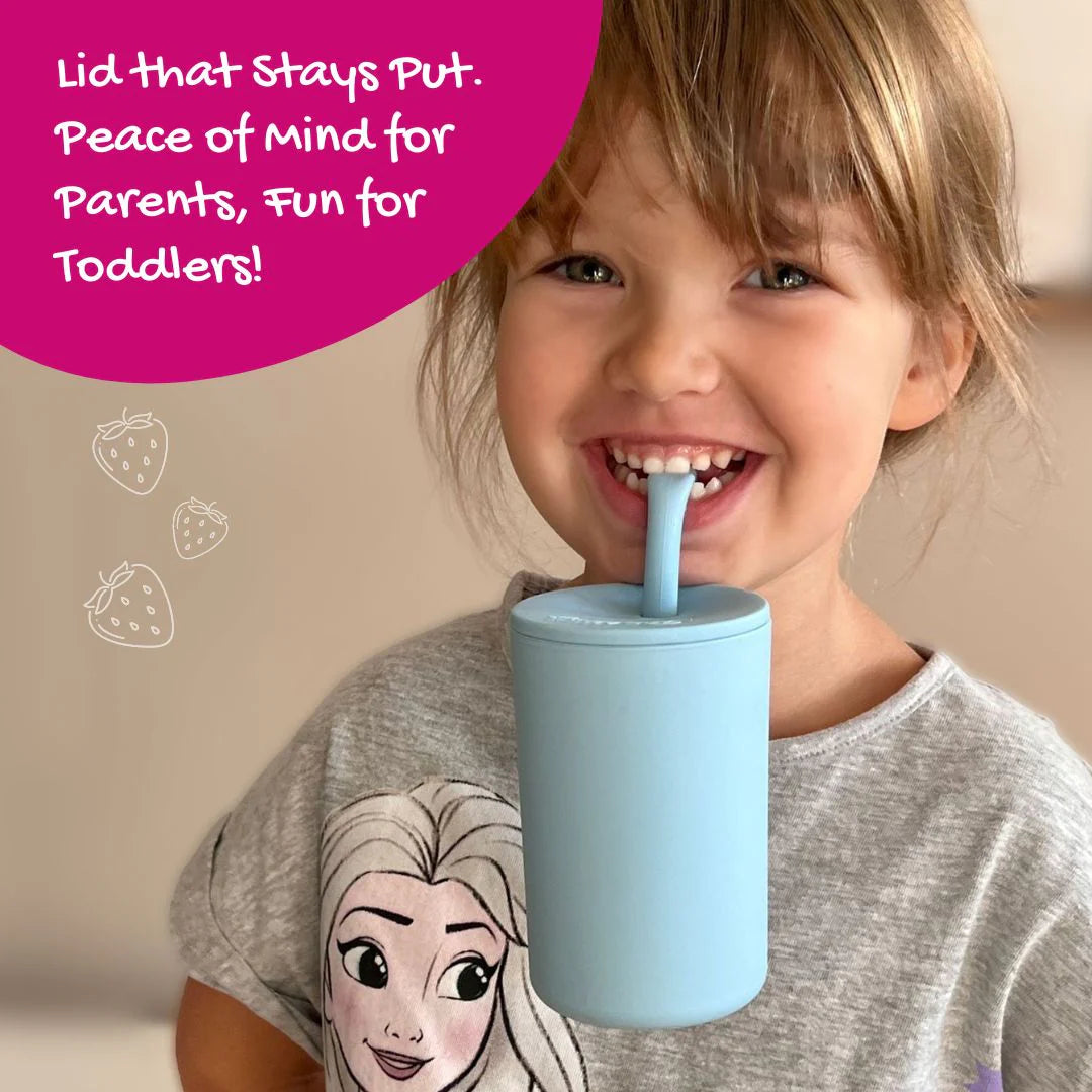 Bright Berry Kids Smoothie Cup with Straw & Secure Lid, Sage