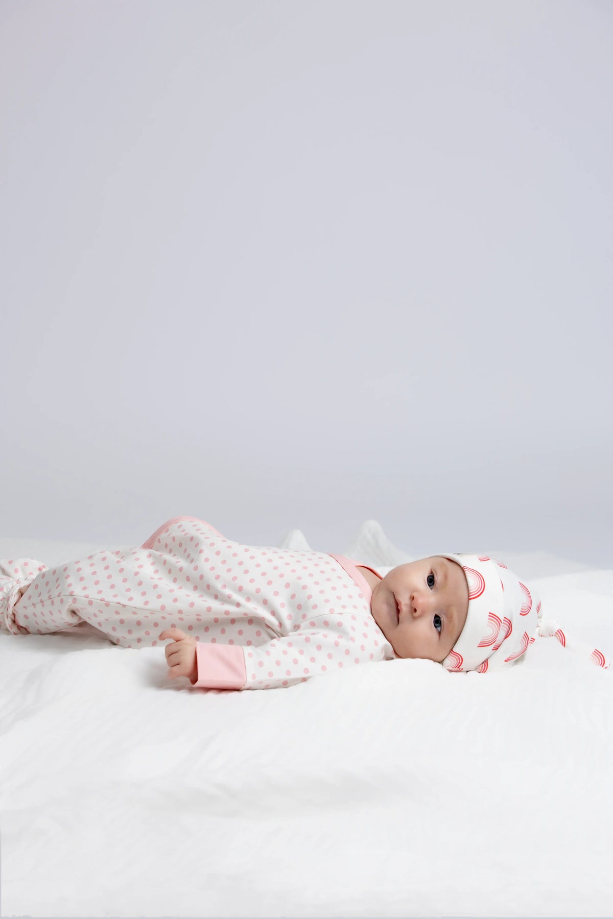Monica + Andy Kimono Tie One-Piece Light Pink Polk Dots