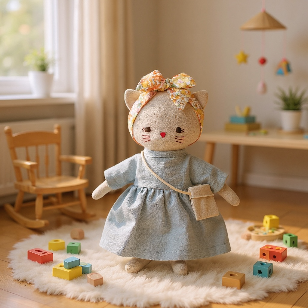 Mini Lilly Kitty Grey Linen