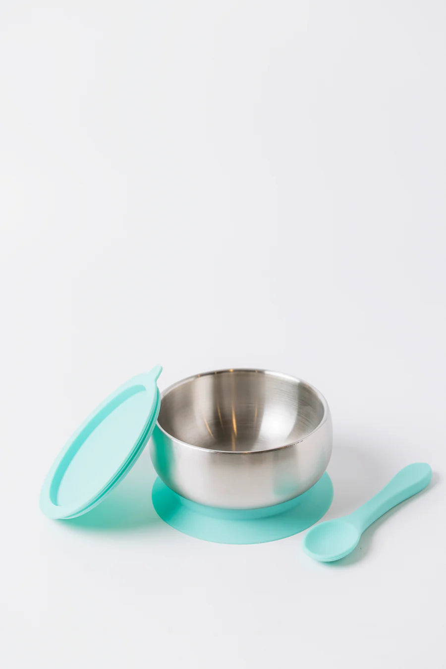 Lion & Lady 18/8 Stainless Steel Feeding Bowl with silicone suction base, airtight lid and spoon