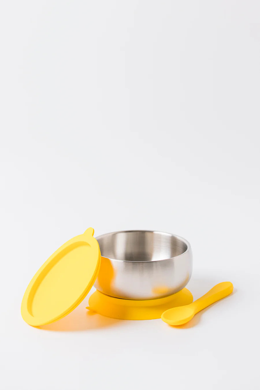Lion & Lady 18/8 Stainless Steel Feeding Bowl with silicone suction base, airtight lid and spoon
