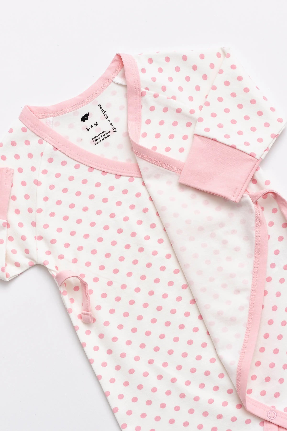 Monica + Andy Kimono Tie One-Piece Light Pink Polk Dots