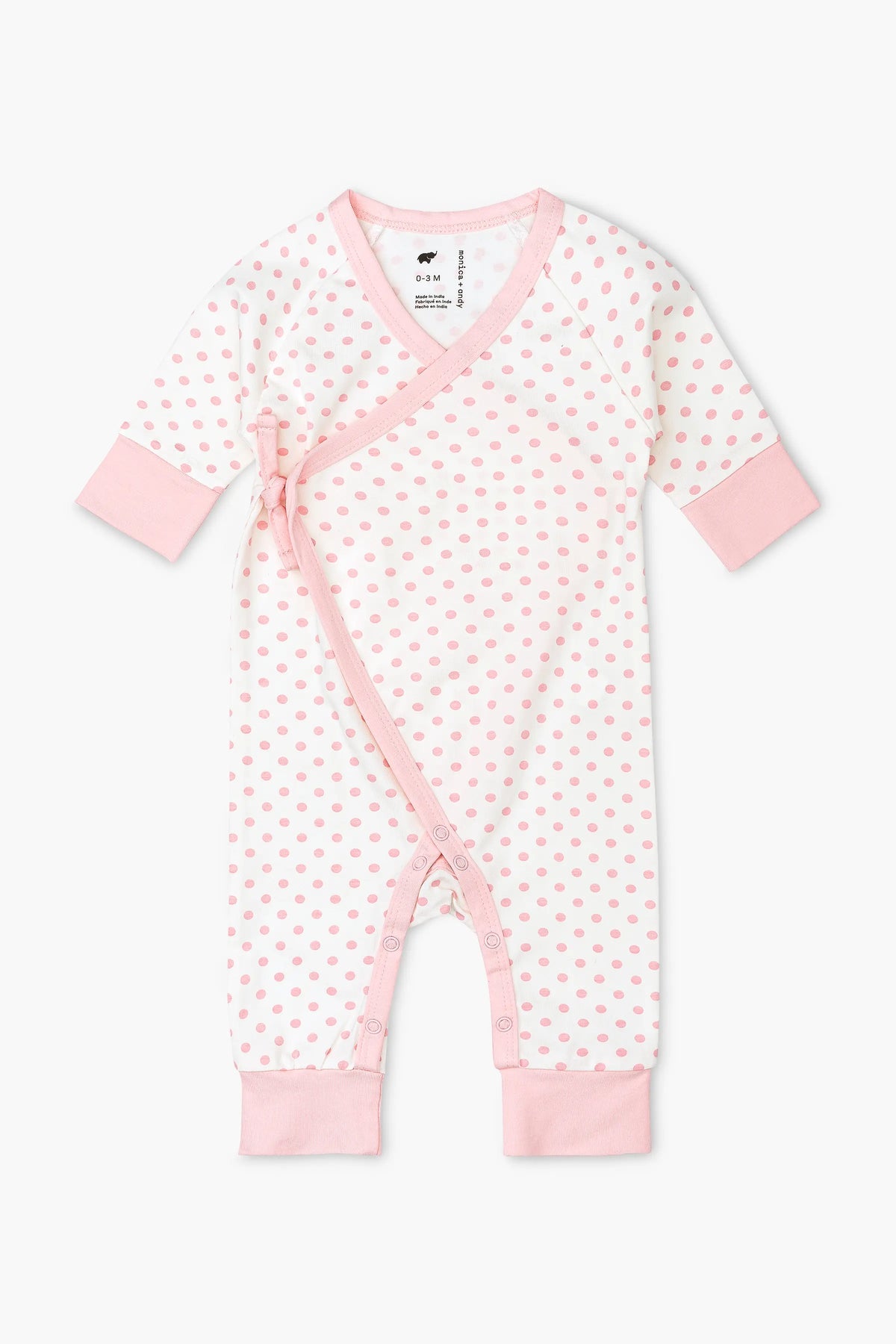 Monica + Andy Kimono Tie One-Piece Light Pink Polk Dots