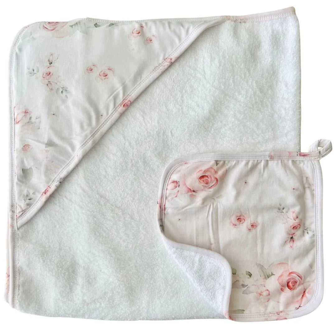 Mini & Mini HOODED TOWEL & WASH CLOTH SET IMOGEN