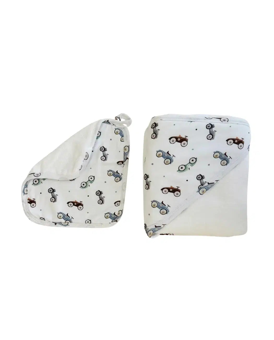 Mini Me Hooded Towel Wash Cloth Set Cars
