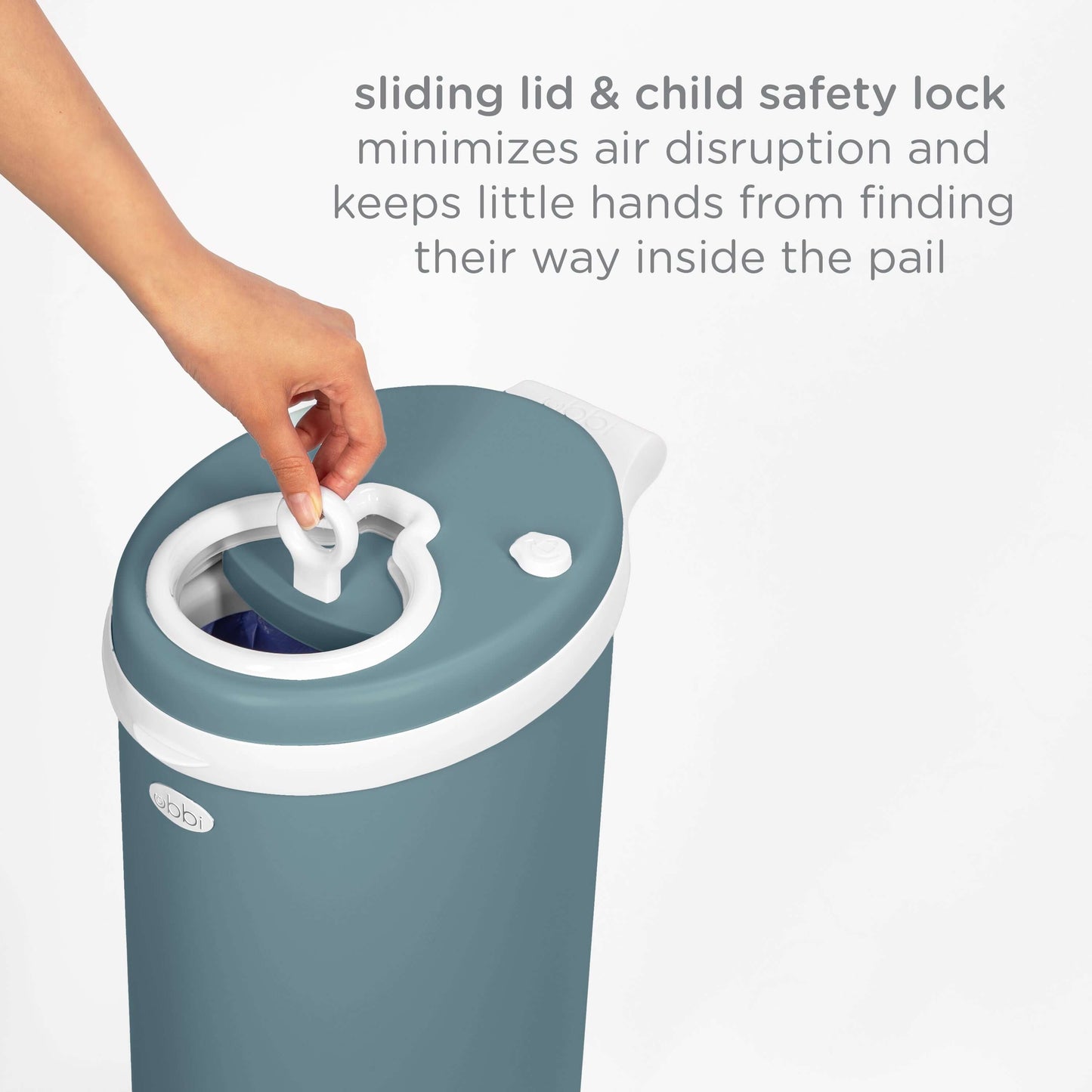 Ubbi Nappy Pail Matte Open Water | Odour-Free Nappy Bin