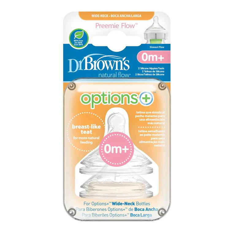 DR BROWN'S OPTIONS+ ANTI COLIC WIDE NECK TEATS PREMMIE