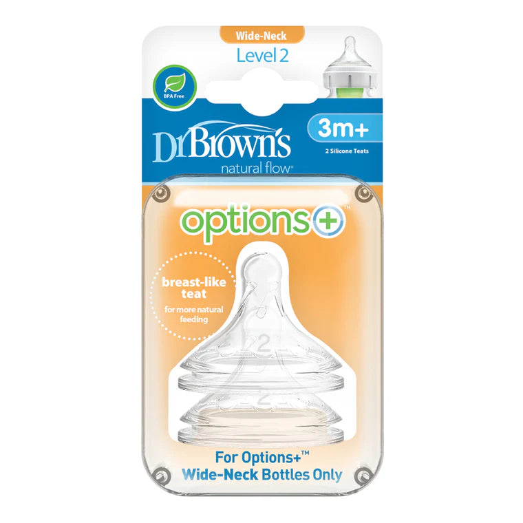 DR BROWN'S OPTIONS+ ANTI COLIC WIDE NECK TEATS LEVEL 2