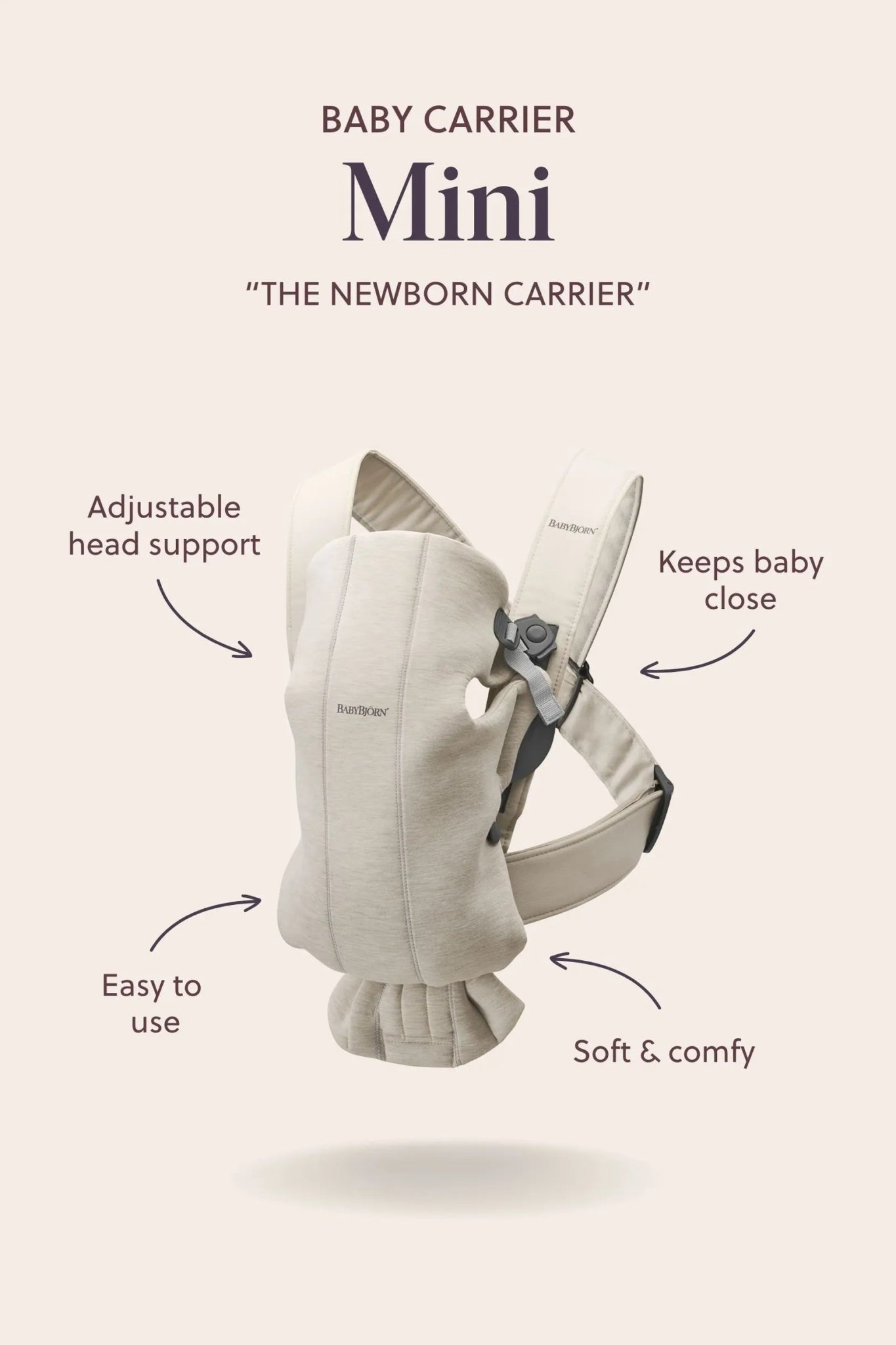 Baby Bjorn Baby Carrier Mini Color: Light Grey Fabric: 3D Jersey - Bubs Universe