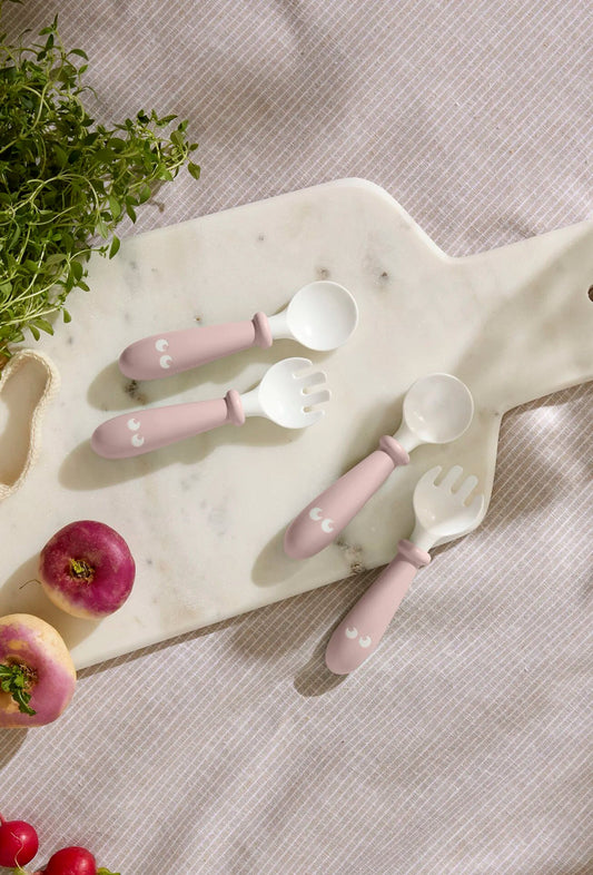 Baby Bjorn Baby Spoon and Fork, 4 pcs Pastel Pink - Bubs Universe