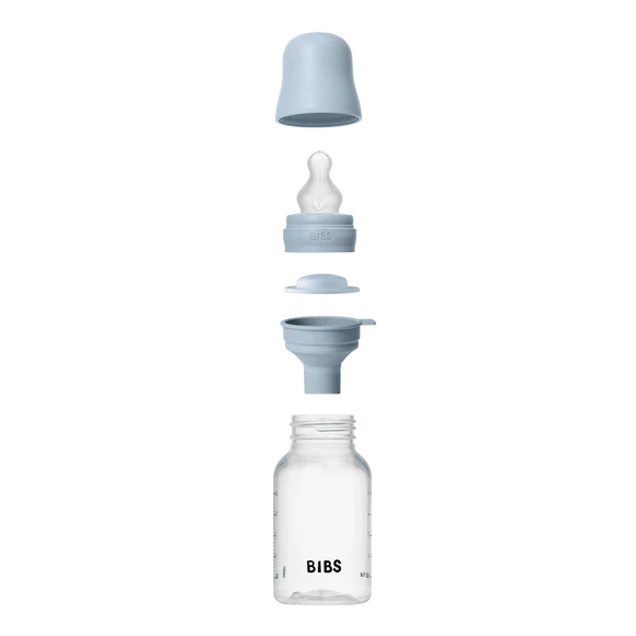 BIBS Baby Bottle Complete Set 150ml Silicone - Baby Blue