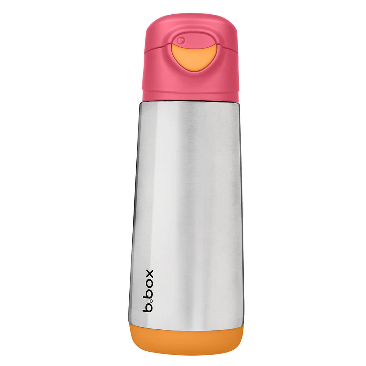 b.box 500ml insulated drink bottle with pink and orange sport spout lid and stainless steel body