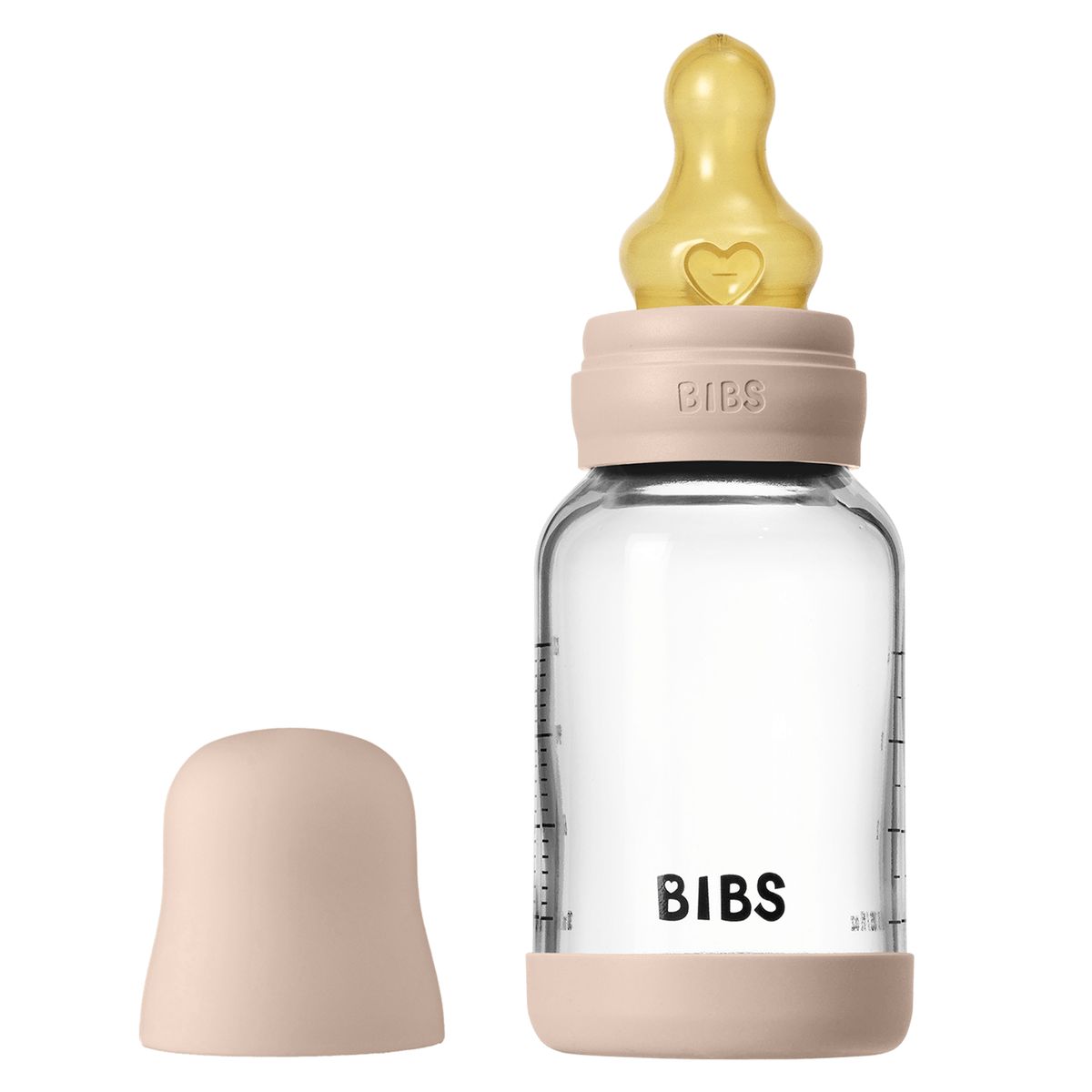 BIBS Glass Baby Bottle Complete Set 120ml Latex - Blush