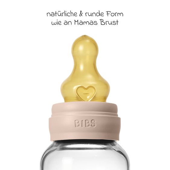 BIBS Glass Baby Bottle Complete Set 120ml Latex - Blush