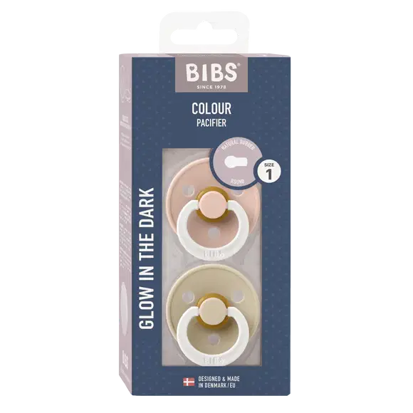 BIBS Blush/Vanilla GLOW Round S1 , Latex (2pk)