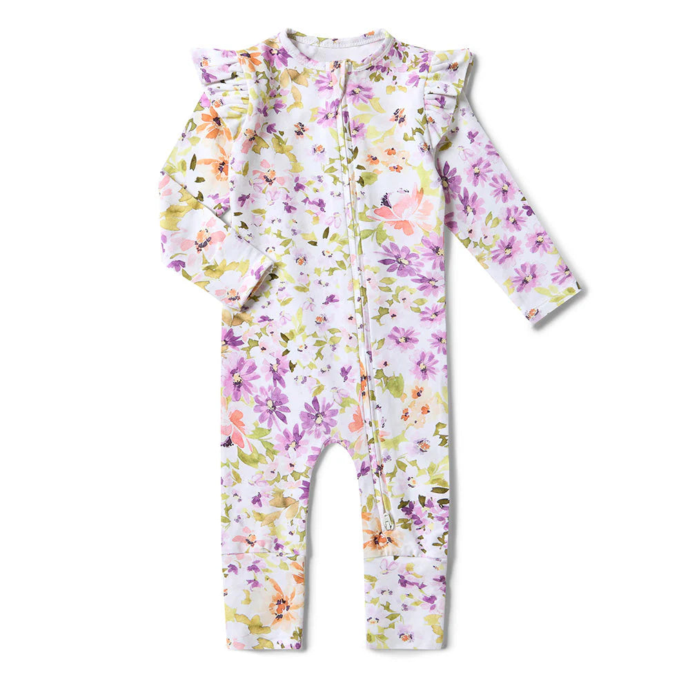 Snuggle Hunny, Isla Organic Snugglesuit Convertible Romper with Frill