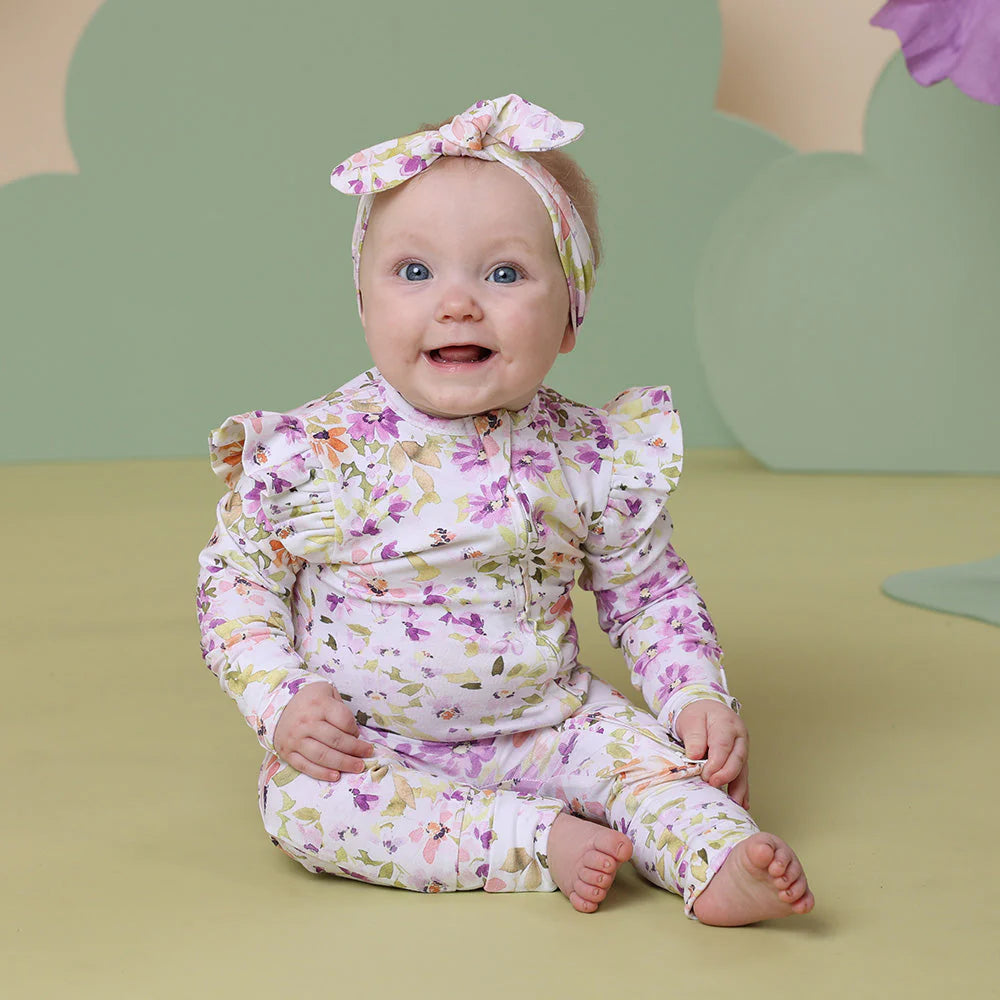 Snuggle Hunny, Isla Organic Snugglesuit Convertible Romper with Frill