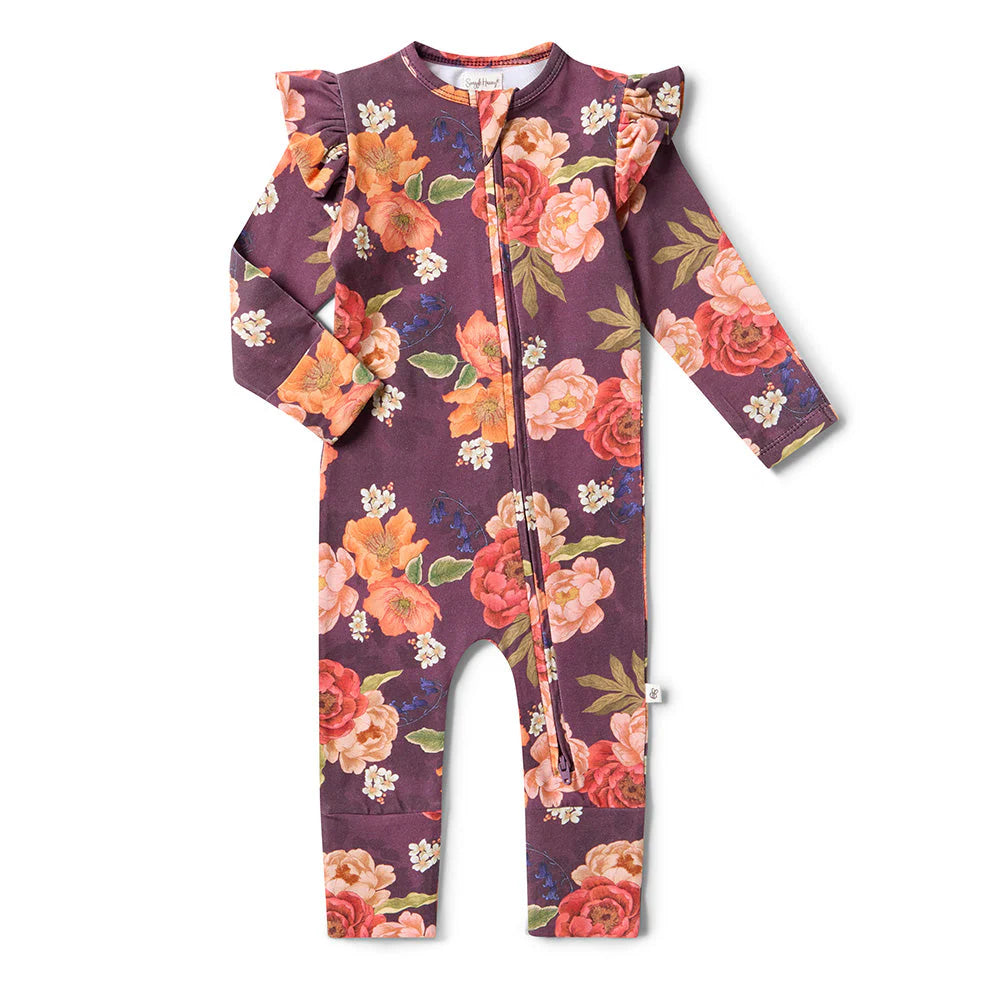 Snuggle Hunny, Sienna Organic Snugglesuit Convertible Romper with Frill