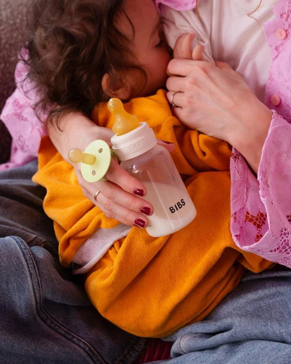 BIBS Glass Baby Bottle Complete Set 240ml Latex - Sage