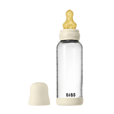 BIBS Glass Baby Bottle Complete Set 240ml Latex - Ivory