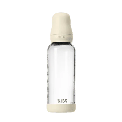 BIBS Glass Baby Bottle Complete Set 240ml Latex - Ivory