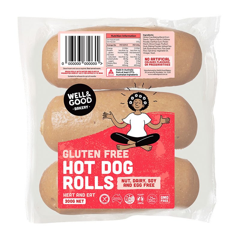 Gluten Free Hot Dog Rolls 300g (3x100g) - Bubs Universe