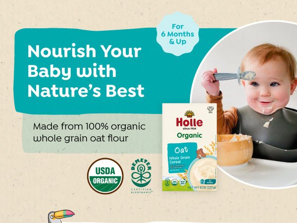Holle Organic Oats Porridge 150g - Vegan, Dairy - Free, No Added Sugar, Gluten - Free for Babies 6+ Months - Bubs Universe