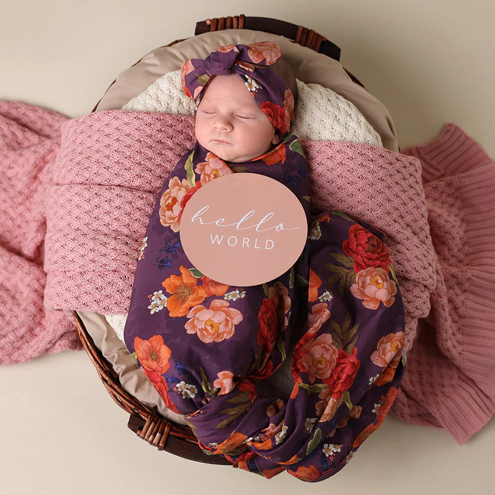Snuggle Hunny, Sienna Organic Jersey Wrap & Topknot Set