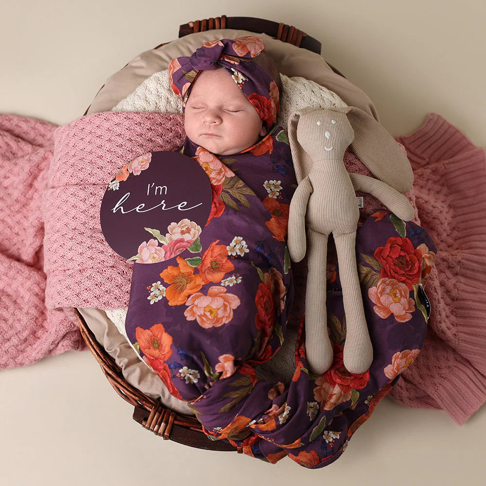 Snuggle Hunny, Sienna Organic Jersey Wrap & Topknot Set