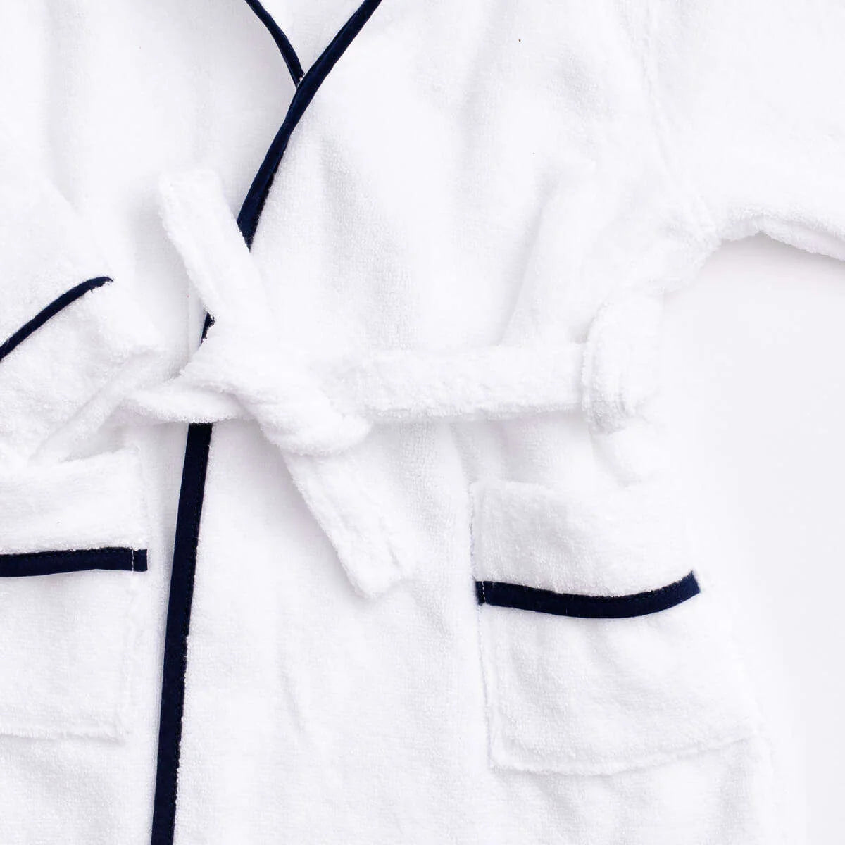 Monica+Andy Terry Bathrobe White + Navy 0_6 Month