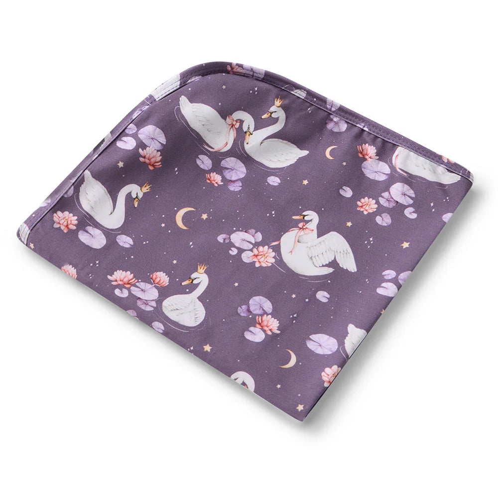 Snuggle Hunny, Midnight Swan Organic Jersey Wrap & Topknot Set