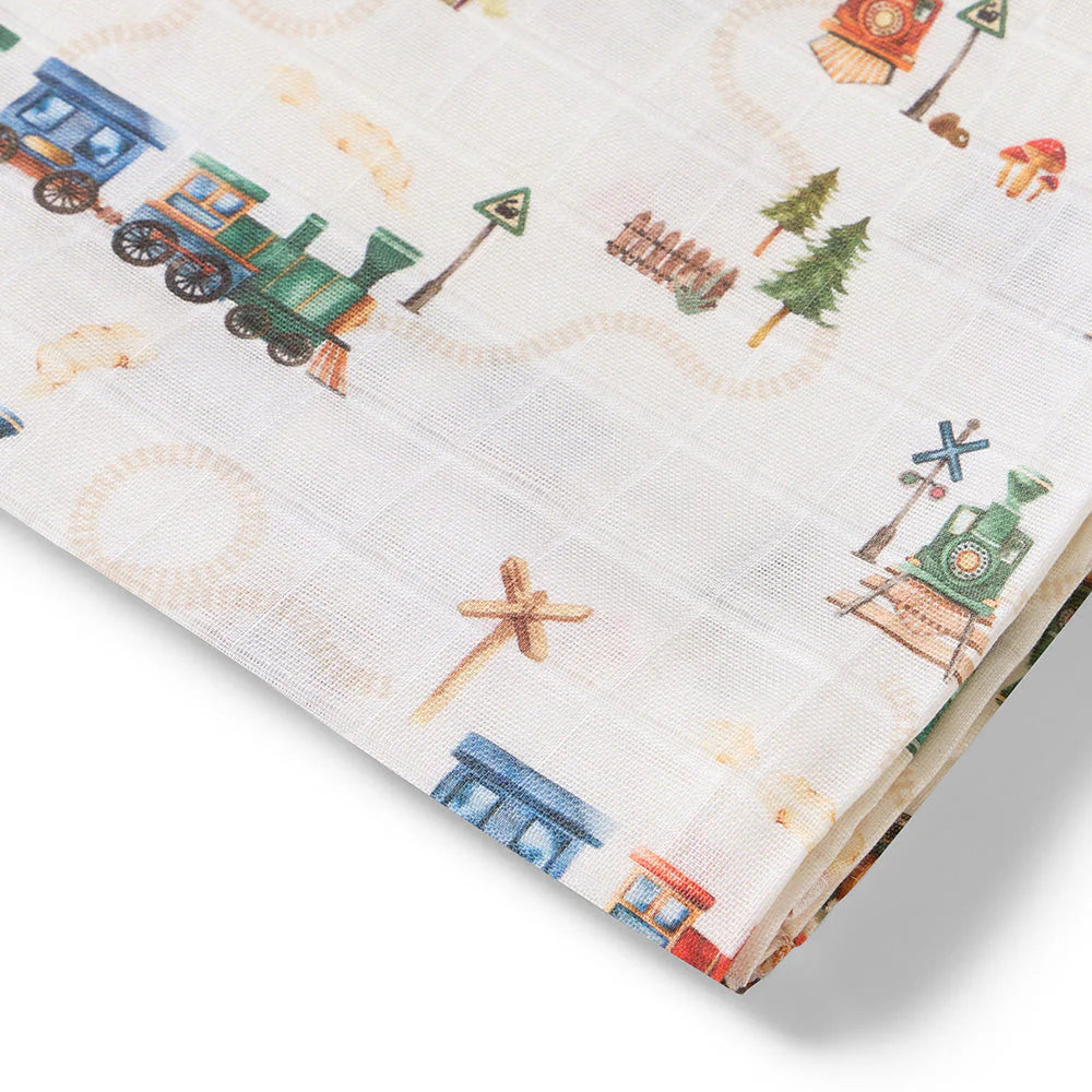 Snuggle Hunny, Trains Organic Muslin Wrap