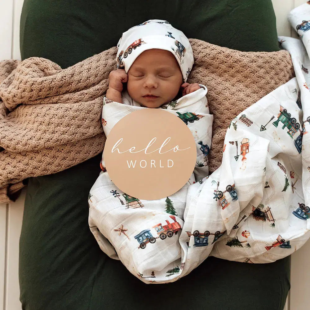 Snuggle Hunny Trains Organic Muslin Wrap