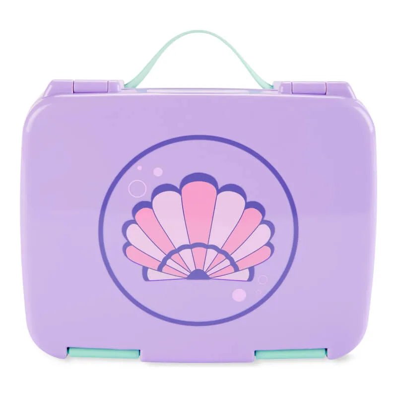 Skip Hop Spark Style Bento Kids Lunch Box With Seashell design and purpel backround with handle