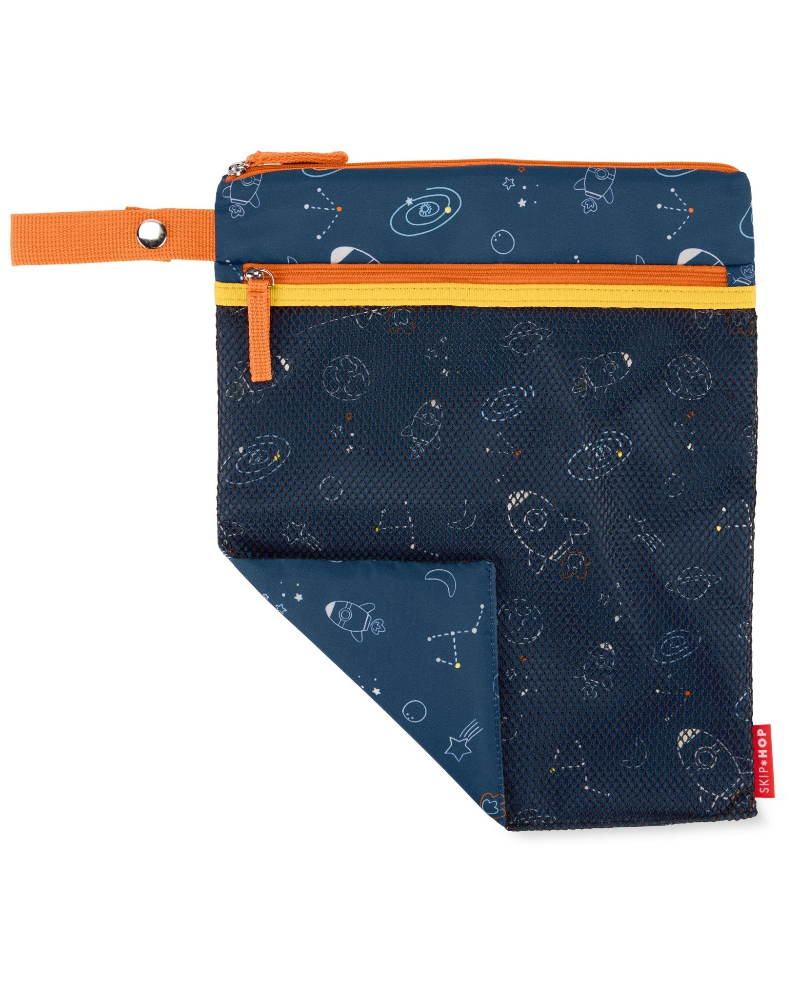 SKIP HOP WET BAG FOR KIDS WET CLOTHES,WITH ZIPPER AND EXTERNAL POCKET, SPACE PATTERN