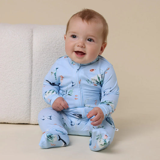 Snuggle Hunny, Blue Ocean Organic Snugglesuit Convertible Romper