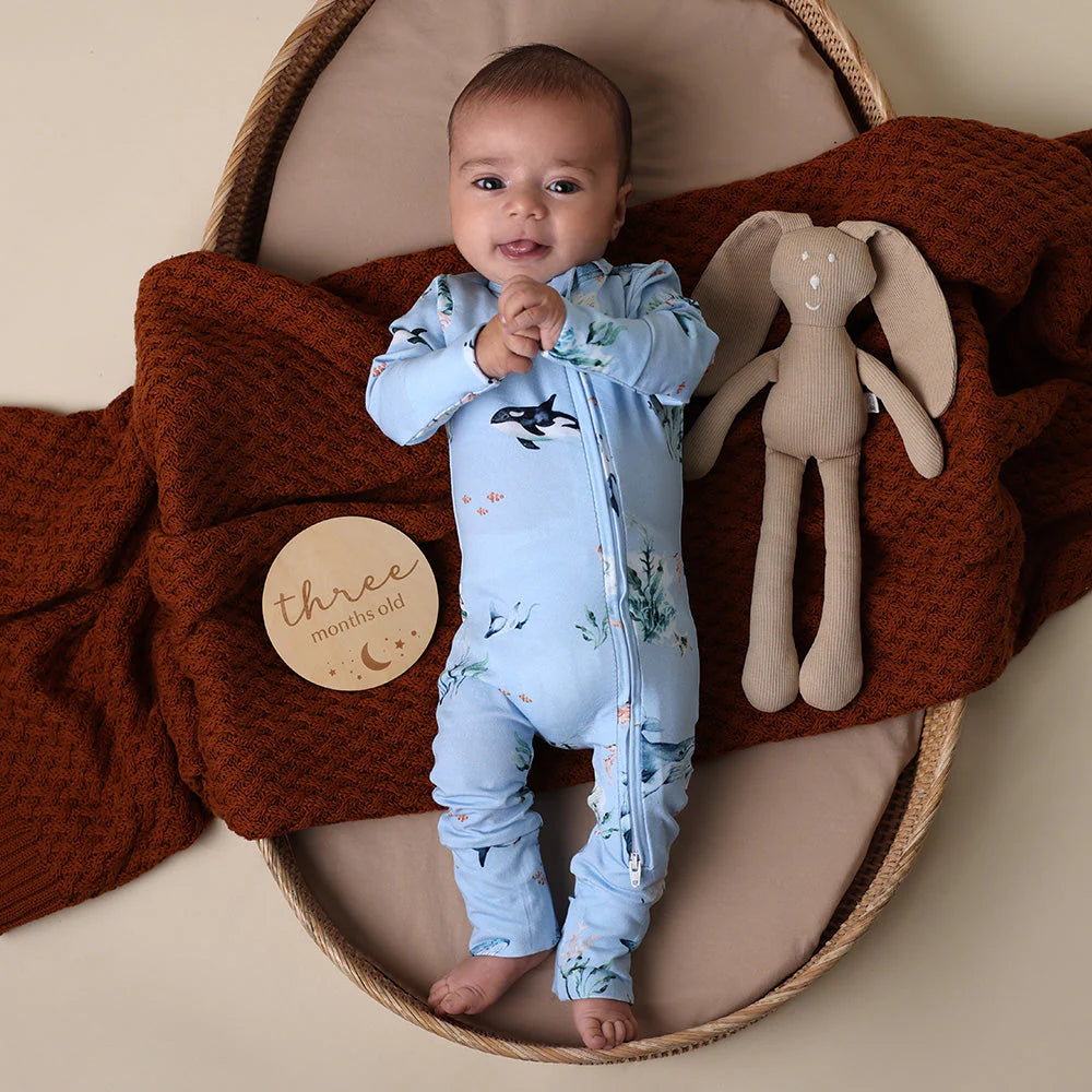 Snuggle Hunny, Blue Ocean Organic Snugglesuit Convertible Romper