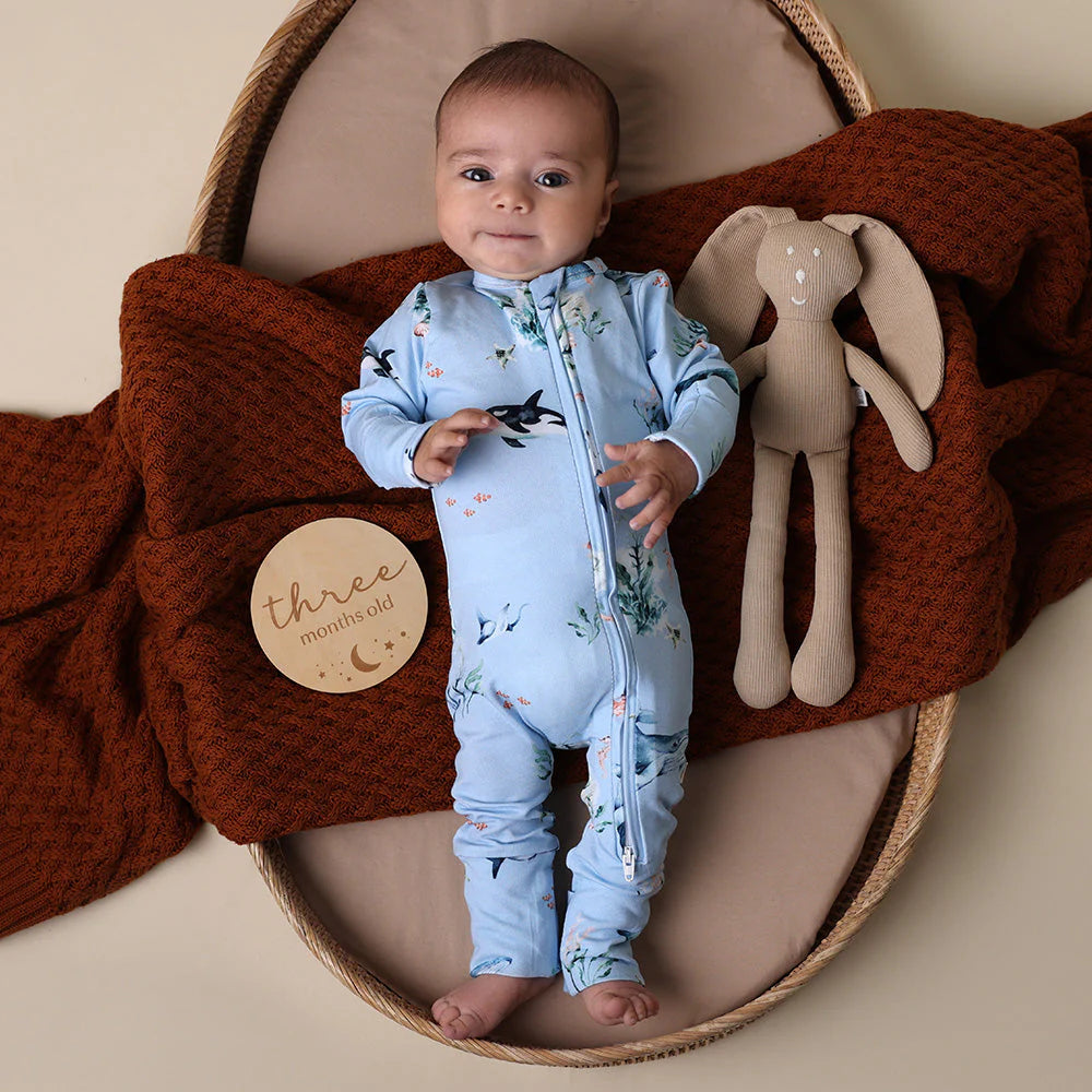 Snuggle Hunny, Blue Ocean Organic Snugglesuit Convertible Romper